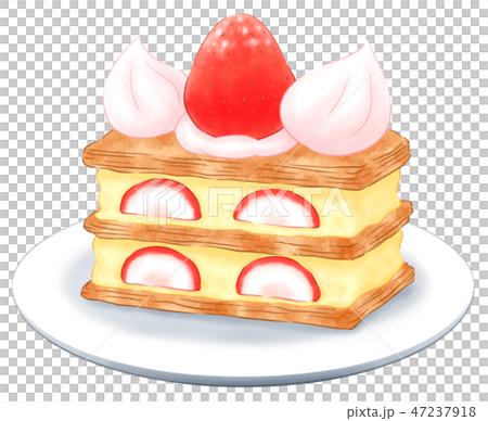 いちごミルフィーユ・お皿ありのイラスト素材 [47237918] - PIXTA