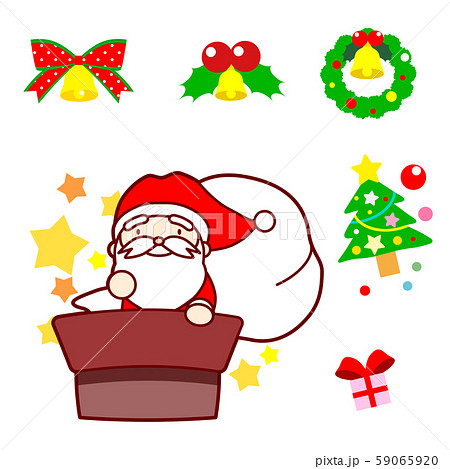 クリスマス素材・アイコン・サンタクロース・クリスマスリース