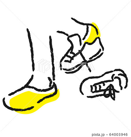 室内で靴を脱いでいるイラスト。のイラスト素材 [64003946] - PIXTA