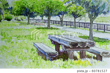 親水公園の初夏 水彩のイラスト素材 [60781527] - PIXTA