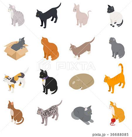 Cat icons set, isometric 3d styleのイラスト素材 [36688085] - PIXTA