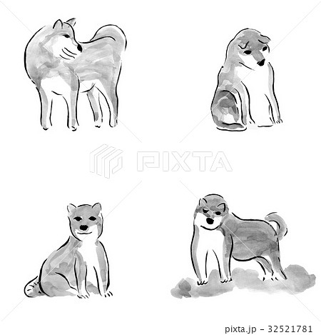 水墨画の犬のイラスト素材 [32521781] - PIXTA