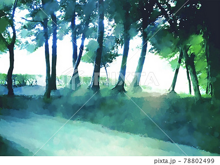 幻想的な自然の散歩道の風景画のイラスト素材 [78802499] - PIXTA