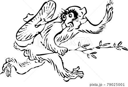 鳥獣戯画：走って逃げる猿のイラスト素材 [79025001] - PIXTA
