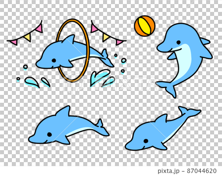 イルカ イラスト セット カラーのイラスト素材 [87044620] - PIXTA