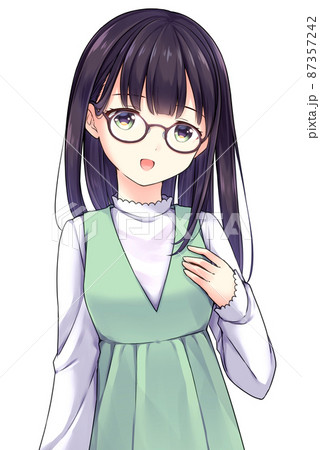アニメ風の女性キャラクター 明るい顔のイラスト素材 [87357242] - PIXTA