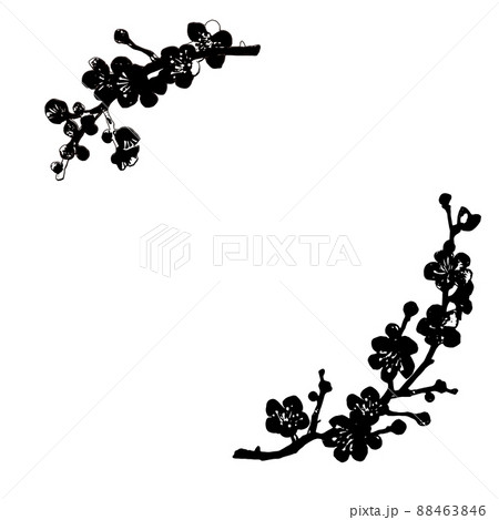 梅の花のイラストフレームのイラスト素材 [88463846] - PIXTA