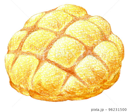 メロンパンの色鉛筆画ワンポイントのイラスト素材 [96231500] - PIXTA