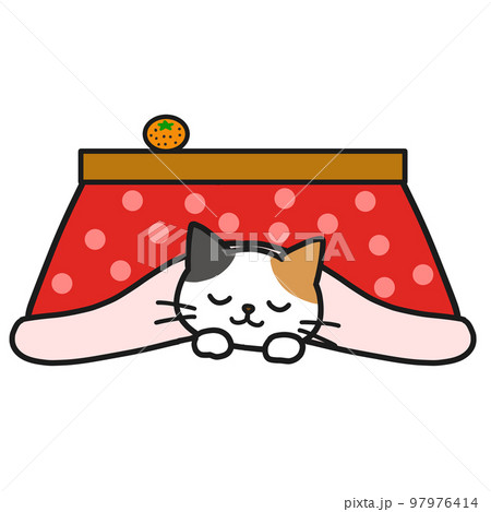 こたつで眠る三毛猫のイラスト素材 [97976414] - PIXTA