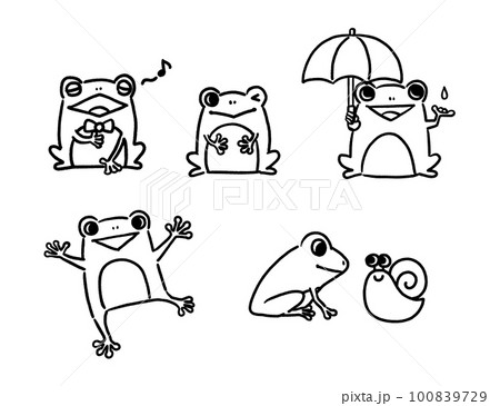 カエルの線画イラストセットのイラスト素材 [100839729] - PIXTA