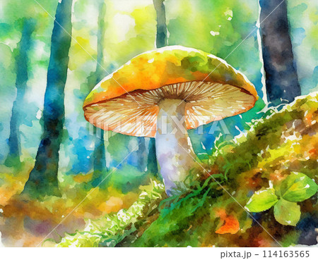 水彩画のきのこのイラストのイラスト素材 [114163565] - PIXTA
