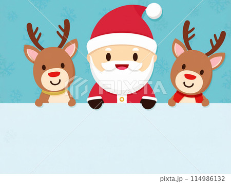 サンタさんとトナカイたちのメッセージのイラスト素材 [114986132] - PIXTA