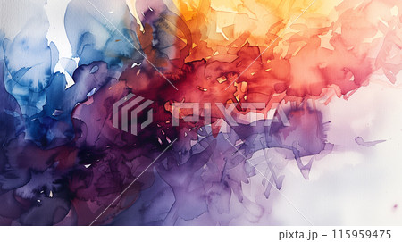 カラフルな水彩画、抽象画、背景のイラスト素材 [115959475] - PIXTA