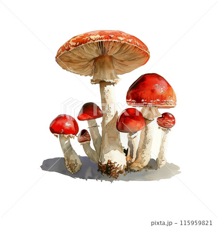 白背景に毒キノコの水彩イラストのイラスト素材 [115959821] - PIXTA