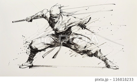 水墨画風の忍者のイラスト素材 [116818233] - PIXTA