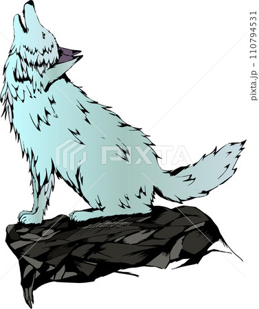 クールな狼の遠吠えのイラストのイラスト素材 [110794531] - PIXTA