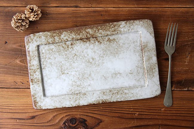 英一窯】長角プレート皿/白マット（横 27cm） | 【丹波のイロドリ