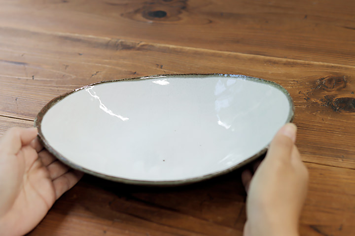 まる松窯】楕円皿/白化粧/（横 26cm） | 【丹波のイロドリ】丹波焼