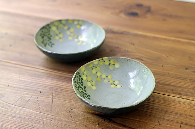 末晴窯】浅鉢/ミモザ/グレー/（径 13.5cm） | 【丹波のイロドリ】丹波