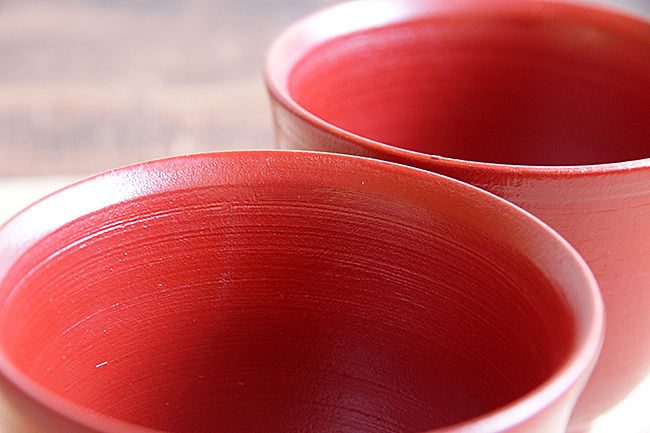 延年窯】カップ/赤漆/（径8.5cm） | 【丹波のイロドリ】丹波焼(陶器)の