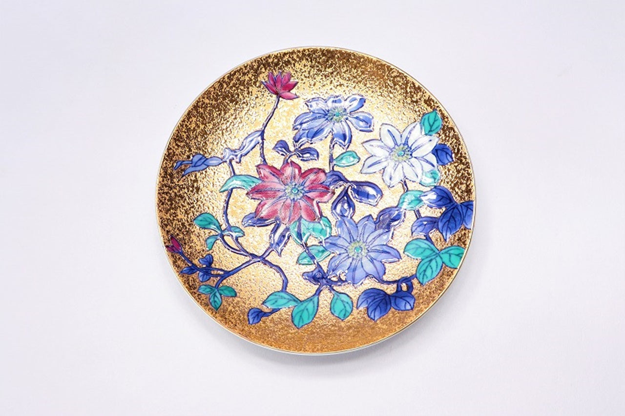 カフェ用品 「コーヒー碗 金彩 鉄仙花 木箱付」 金龍窯 江口天童