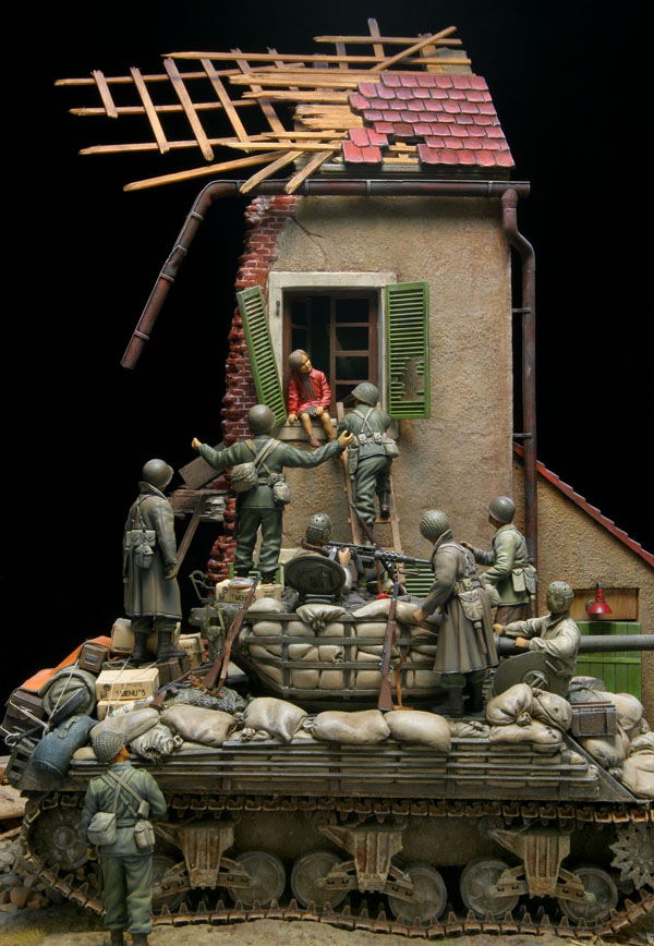 M4A3(76)Wシャーマン戦車ジオラマ,1/35ドラゴン6325,サンドバッグ