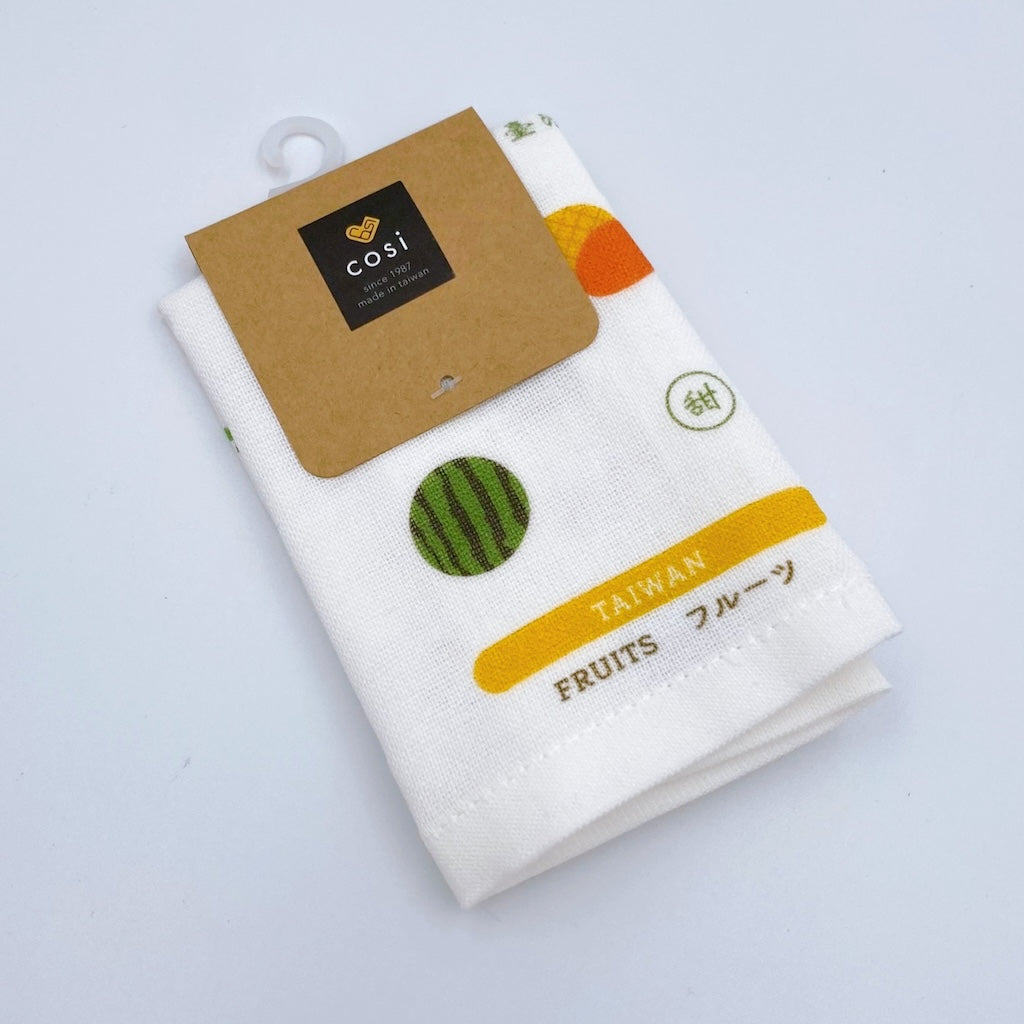 Cosi 台湾製 台湾フルーツ柄 ハンドタオル（ハンカチ）ガーゼ生地 x