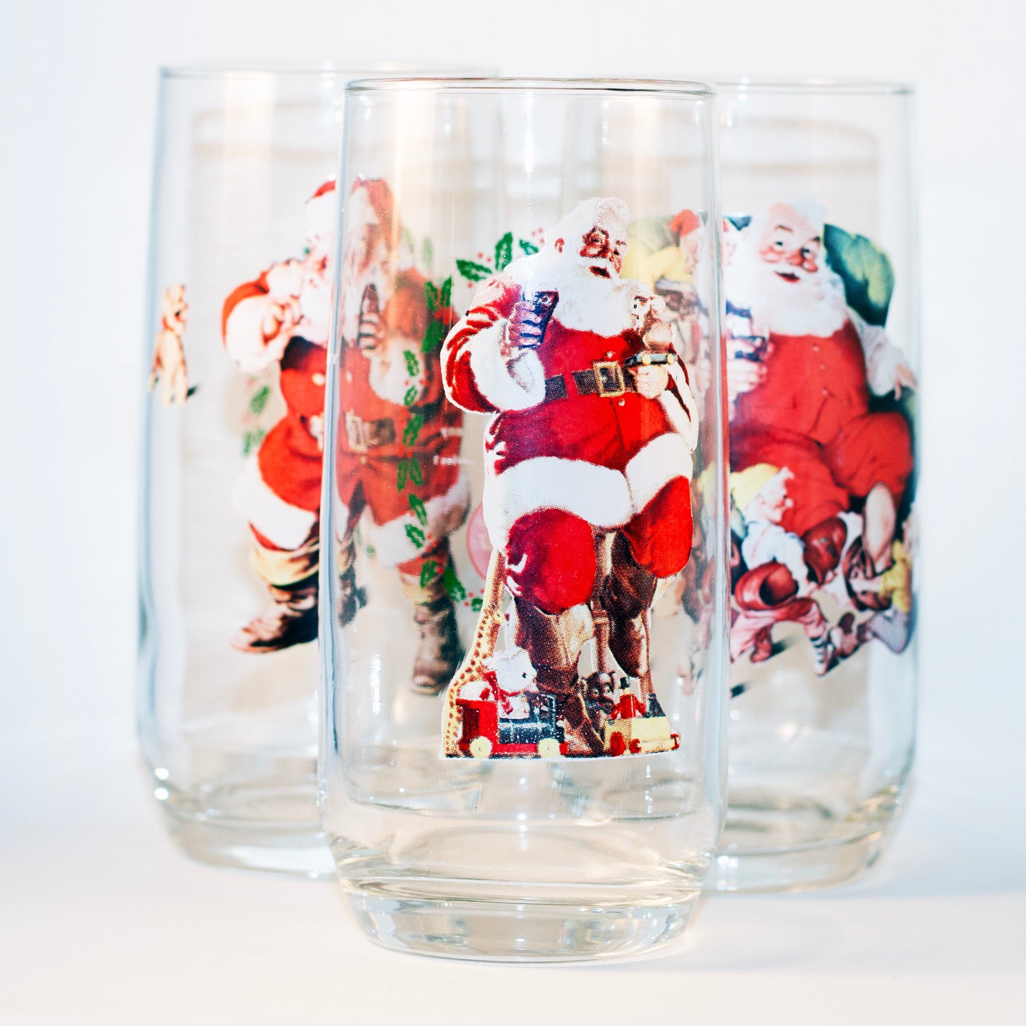 Coca-Cola Haddon Sundblom SANTA CLAUS Glassware Series 1 Set of
