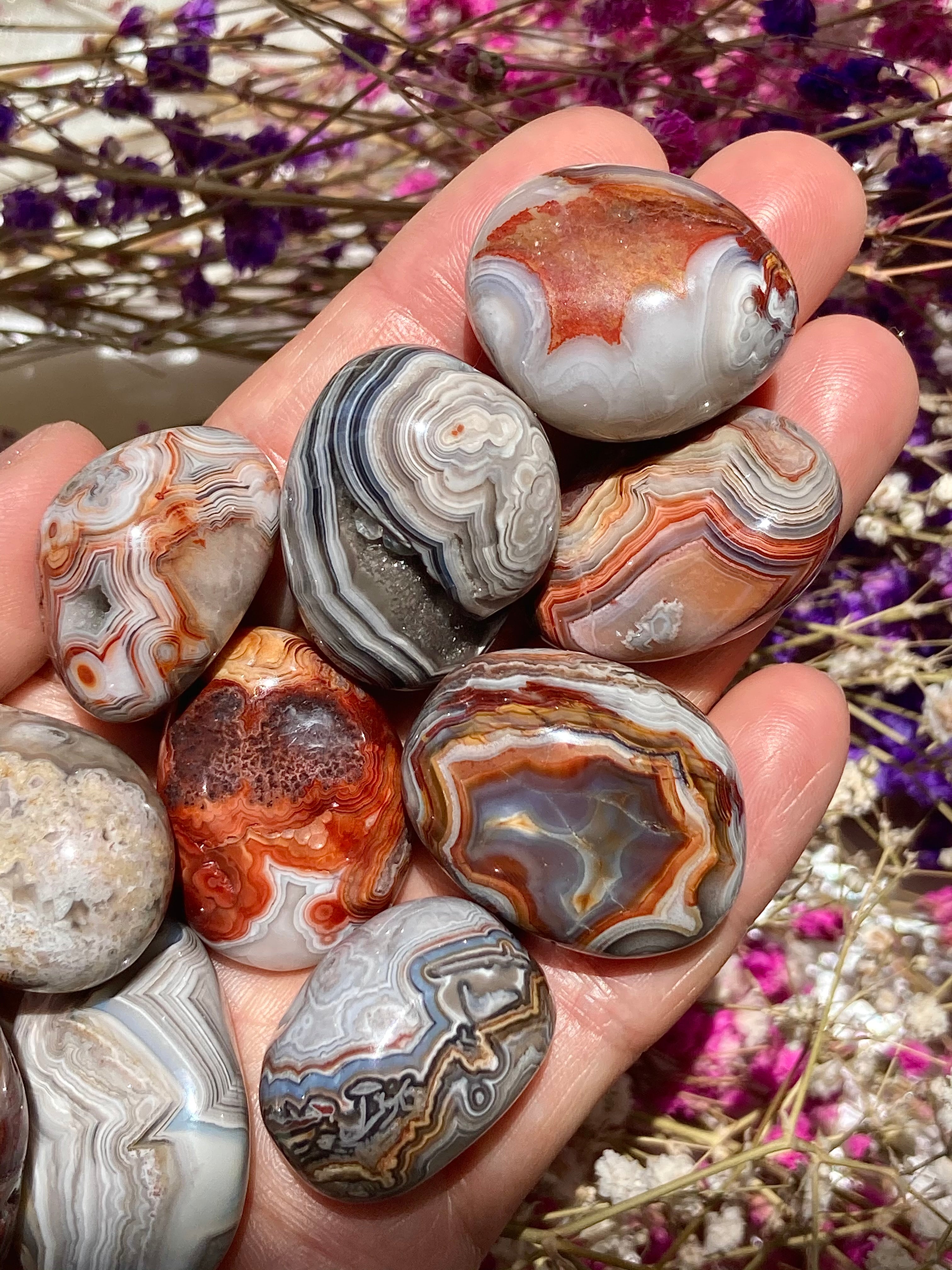 Mexican Crazy Lace Agate Tumbles | longevity & problem solving