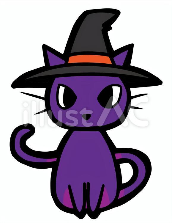 猫【紫】ハロウィンイラスト - No: 530358｜無料イラスト・フリー素材