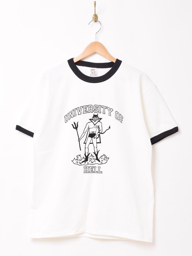 2色展開】 リンガーTシャツ Devil「UNIVERSITY OF HILL」 – 古着屋Top