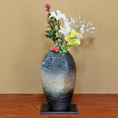 楽天市場】【ポイント5倍】信楽焼 大型 フラワーベース 窯変 変形12号