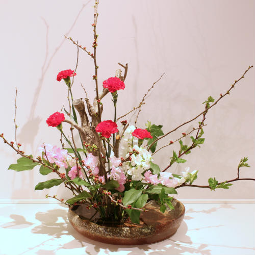 楽天市場】信楽焼 水盤 茶 窯変 曲げ 丸型 10号 生け花 花器 池坊 小原