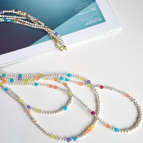 楽天市場】ロングネックレス 3連 パール レディース スワロフスキー