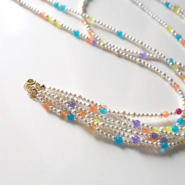 楽天市場】ロングネックレス 3連 パール レディース スワロフスキー