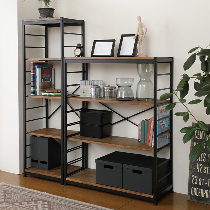 楽天市場】[レビュー特典]ヴィンテージ風 オープンラック 幅84cm 4段