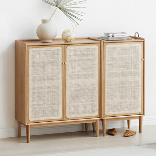 楽天市場】靴箱 下駄箱 シューズボックス 大容量 ラタン 幅48cm 木製