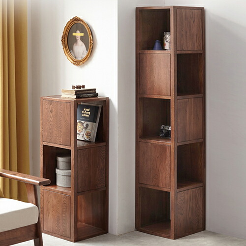 楽天市場】オープンラック 幅35cm スリム 無垢材 オーク材 ラック 木製