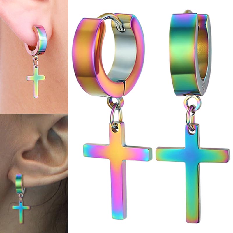 楽天市場】ロザリオチャームフープピアス （レインボー） 1個販売