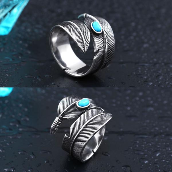 楽天市場】ターコイズフェザーステンレスリング（ZRO003）サイズ/15号