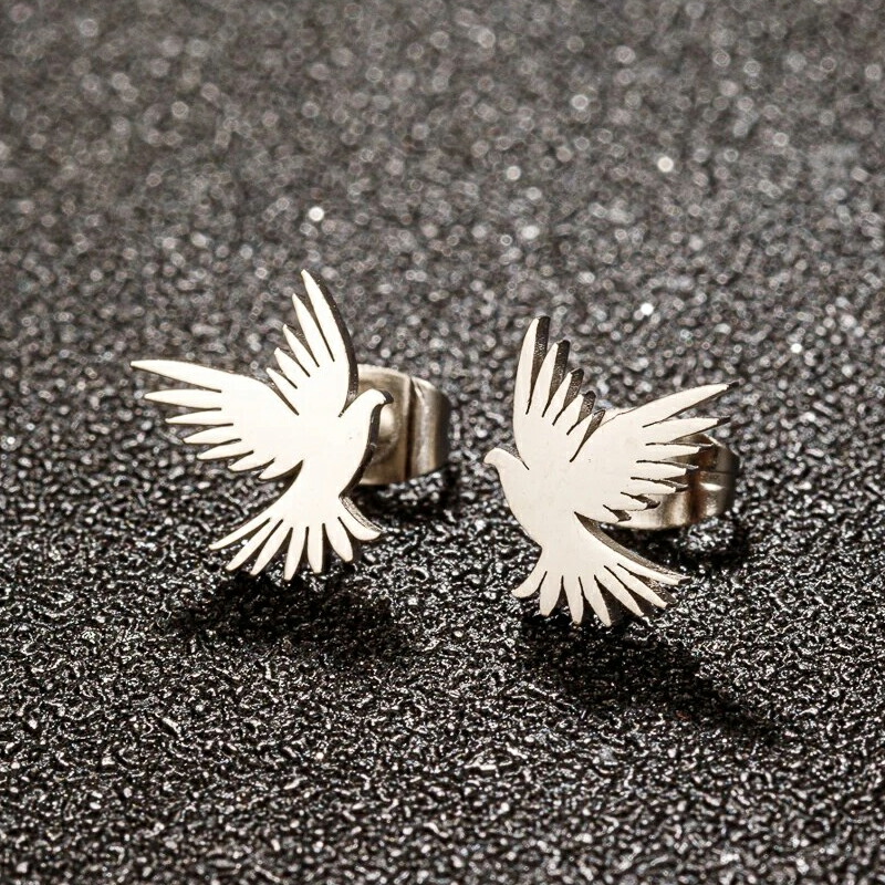 楽天市場】鳩 ステンレスピアス（1ペア） 両耳 ファッションピアス 鳥