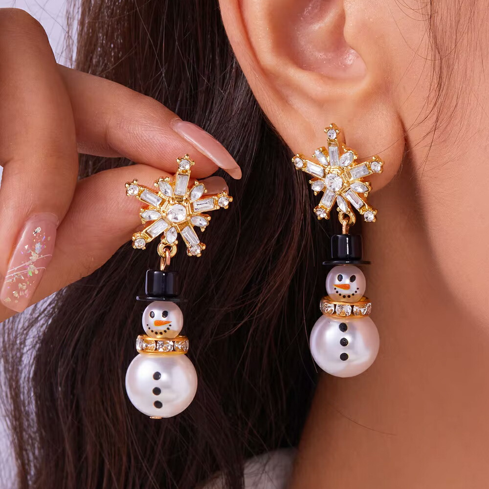 楽天市場】スノークリスタルスノーマンピアス 1ペア販売 ゴールド