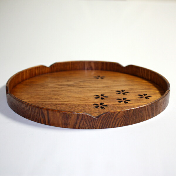 楽天市場】天然木製 お盆 8寸 丸盆 トレー 和 桜 24cm 桜スカシ 木目