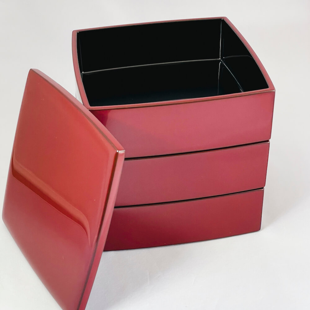 楽天市場】漆器 胴張三段重箱 古代朱内黒 5.5寸 重箱 お重 3段 弁当箱