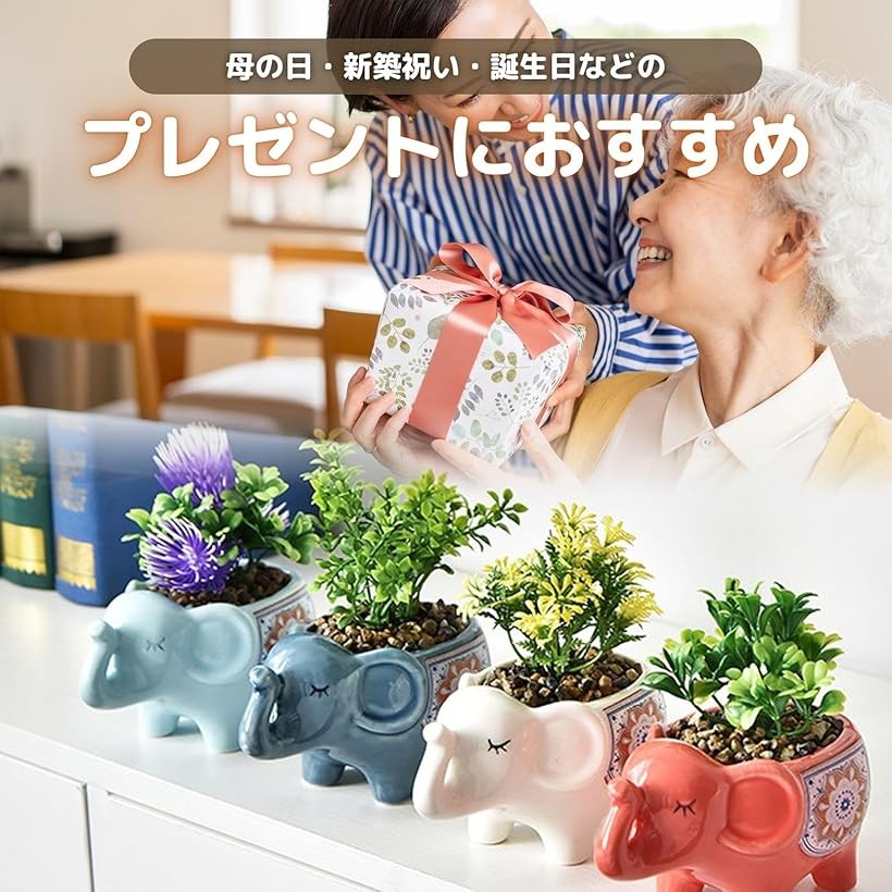 楽天市場】植木鉢 象 サボテン鉢 多肉植物 プランター 陶器 鉢カバー