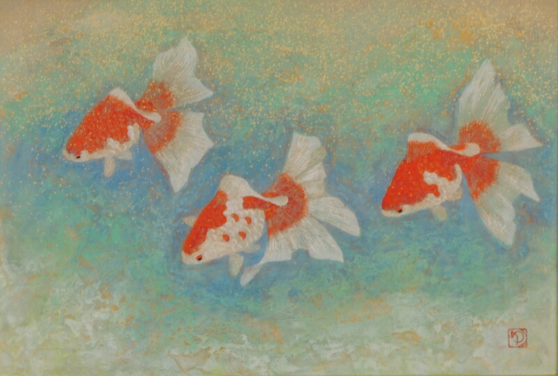 楽天市場】金魚 絵画 魚 絵 日本画 和風 阿部穣 「琉金図」 額付き