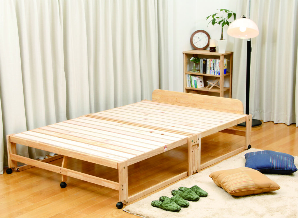 楽天市場】中居木工 折りたたみひのきスノコベッド ダブルベッド ハイ