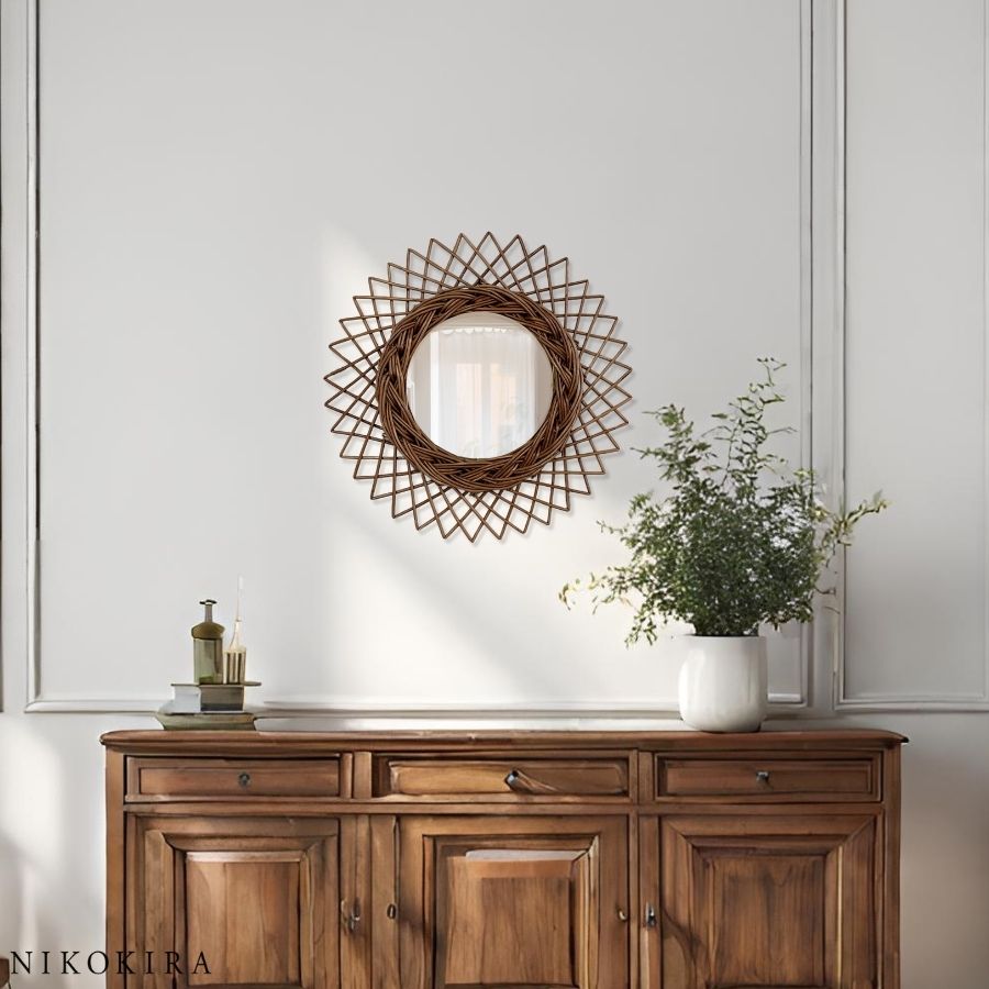 楽天市場】【6%OFFクーポン23日23:59迄】 ラタンミラー 鏡 おしゃれ