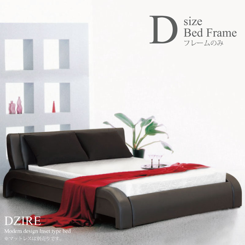 楽天市場】レザーベッド ダブルベッド フレーム 単品 インセットタイプ