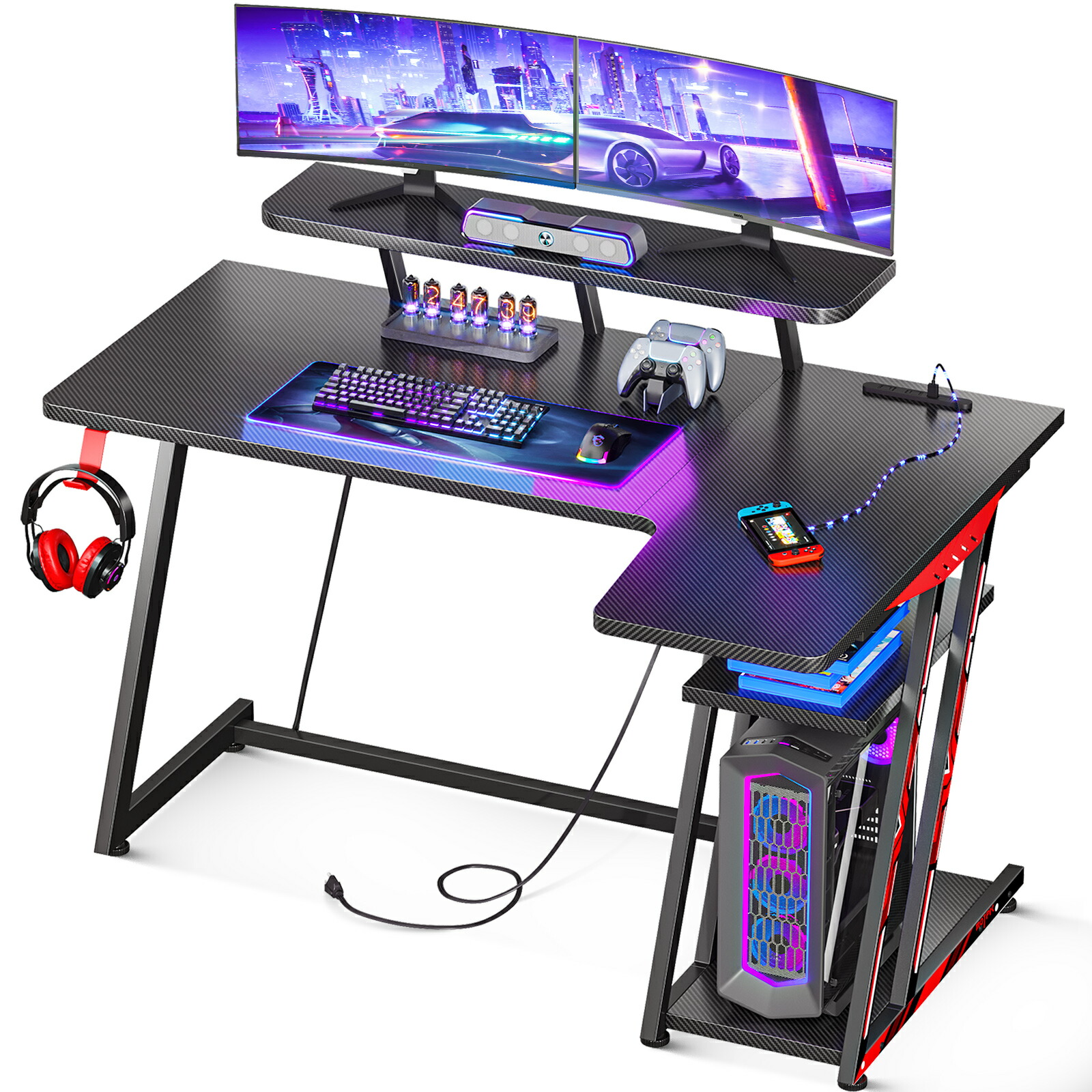 楽天市場】＼／☆送料無料 幅120~140cm ゲーミングデスク コンセント